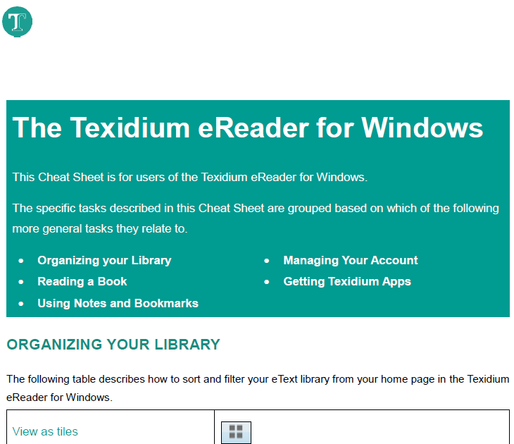 The Texidium eReader for Windows Overview