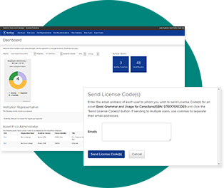 Green circle with two Texidium Publisher Asset Library screenshots