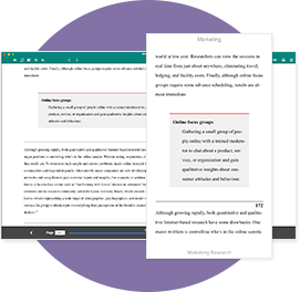 Purple circle with two Texidium Reader screenshots